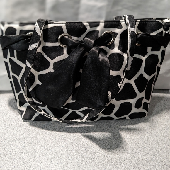Handbags - Black and white, cow print, tote bag.